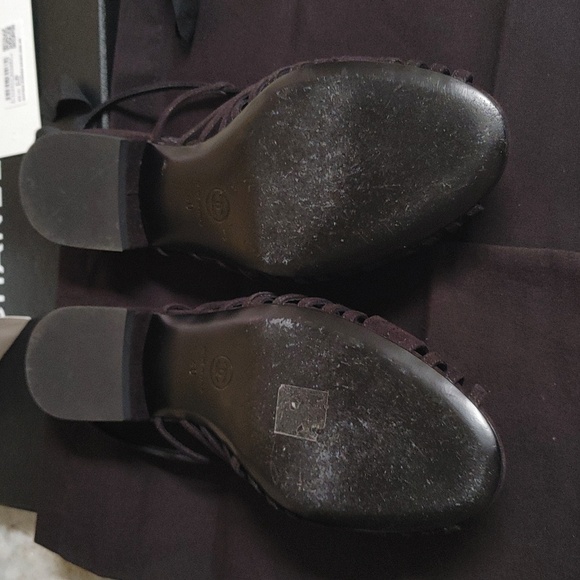 Chanel Black Suede Sandals 40 Interlocking CC Logo Camellia Flowers 2021 Cruise - Picture 11 of 16